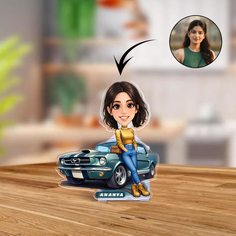 Personalized Bobblehead Caricature Car Dashboard Solar Accessories with Shaking Head Gift for Car Lover Birthday Gift for Sister & Bestie